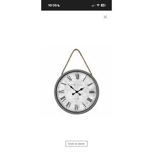 Grey Hanging Round Wall Clock, 16"